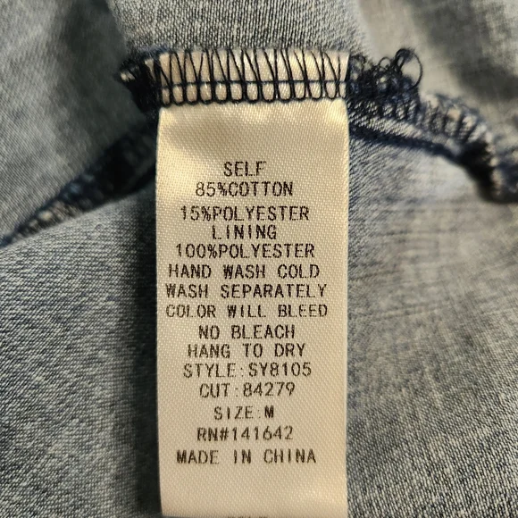 She+Sky Coastal Cowgirl Off-Shoulder Tiered Denim Maxi Dress With Pockets - Picture 7 of 7